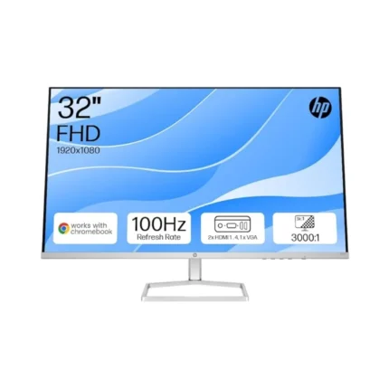 HP M32f 31.5" FHD Monitor, 1920x1080, 75Hz, 7ms IPS, HDMI & VGA, Ultra-Slim Bezel, 99% sRGB, Eye Ease Blue Light Filter, Black