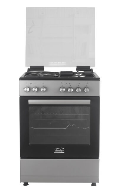 SIMFER Cooker 3 Gas + 1 Electric - F6314SERBG Black Top Inox Grey