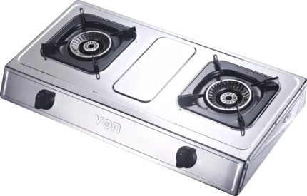 VON VCT2XWGX 2-Burner Gas Table Top Cooker – Enamel Coated, Dual Burners